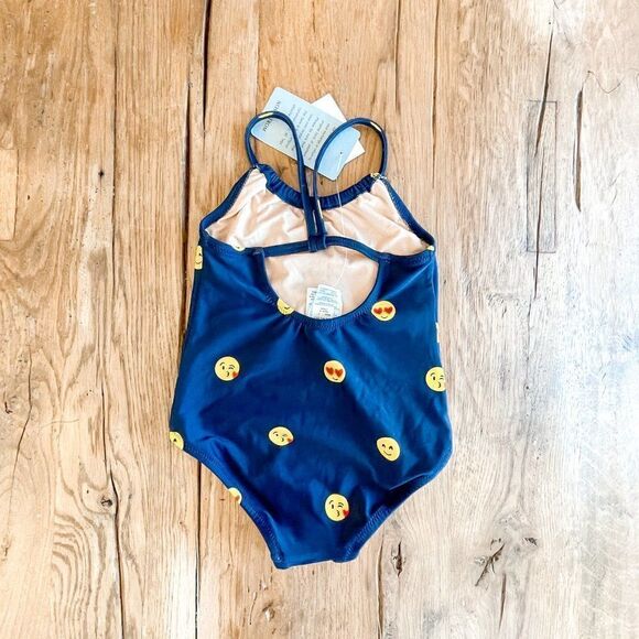 NWT! Crewcuts Happy Love Emoji Navy One-Piece Swimsuit, Size 2 - Picture 2 of 3